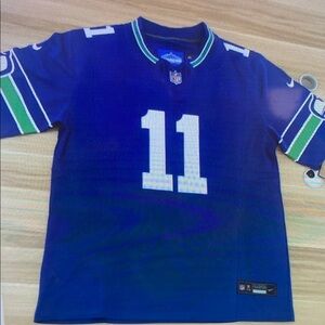 😍11 Jaxon Smith-Njigba Blue Stitched Vapor Jersey😘